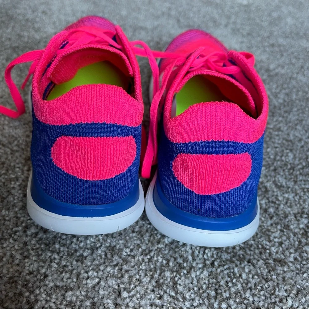 RARE Nike Free 4.0 Flyknit Sz 8.5 In Pink Flash/White-Game Royal - Picture 7 of 12